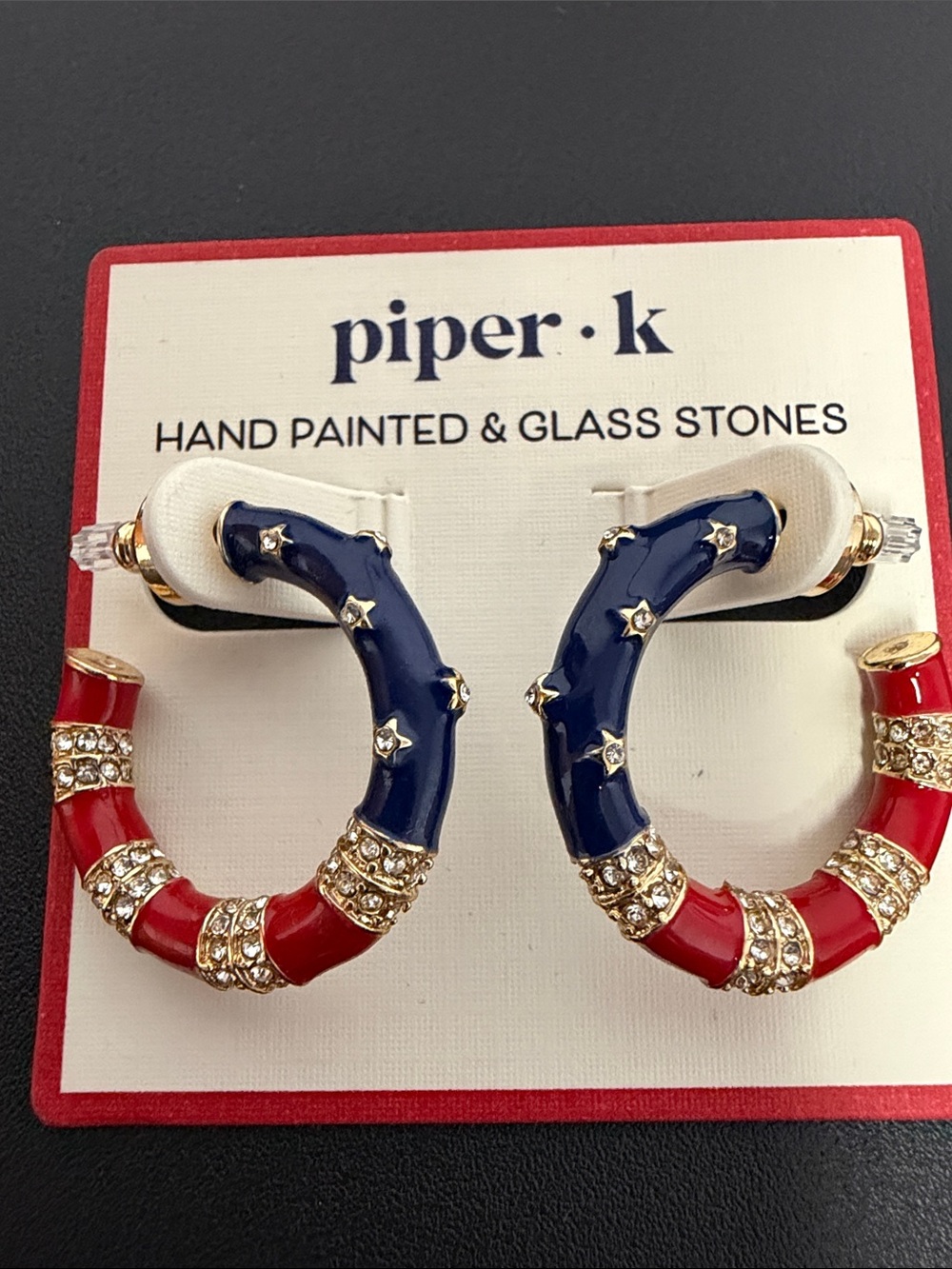 Piper K | 4th of July Americas Birthday Hoop Rhinestone Earrings 🇺🇸 - Picture 2 of 5